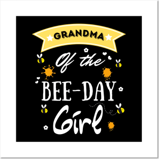 Grandma Of The Bee Day Girl, Cute Bee Day Family Party Posters and Art